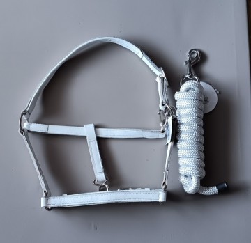 Set halster en touw wit leer