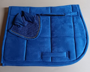 Setje dekje en oornetje blauw mini shetlander