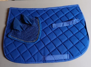 Setje dun dekje en oornetje blauw mini shetlander