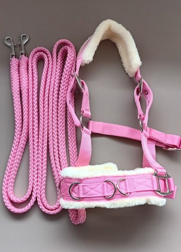 Setje kaptoom en lange teugel roze shetlander