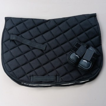 Setje katoendekje zwart en peesbeschermers zwart mini 0