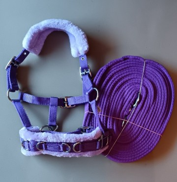 Setje longeerlijn en kaptoom paars shetlander