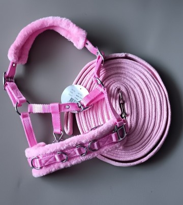 Setje longeerlijn en kaptoom roze mini shetlander