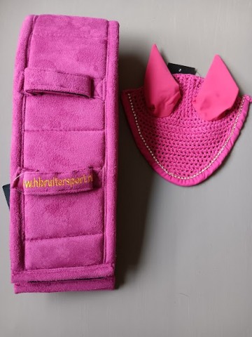 Setje oornetje tuigonderlegger roze mini