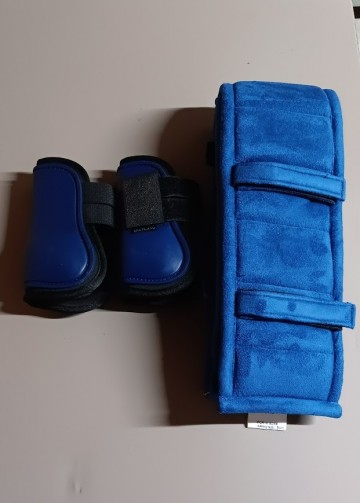 Setje tuigonderlegger en peesbeschermers blauw 0