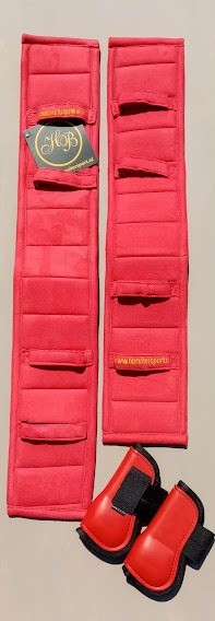 Setje tuigonderlegger en peesbeschermers rood