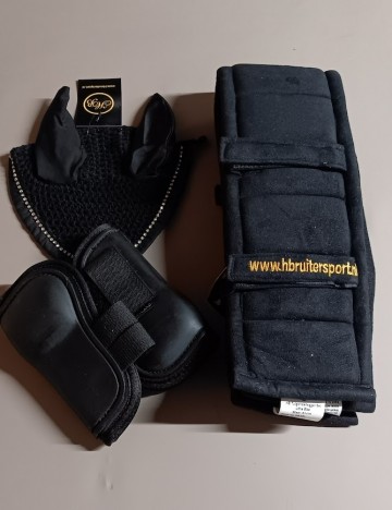 Setje tuigonderlegger peesbeschermers oornetje zwart shetlander