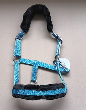 Sunny flower halster mini shetlander blauw