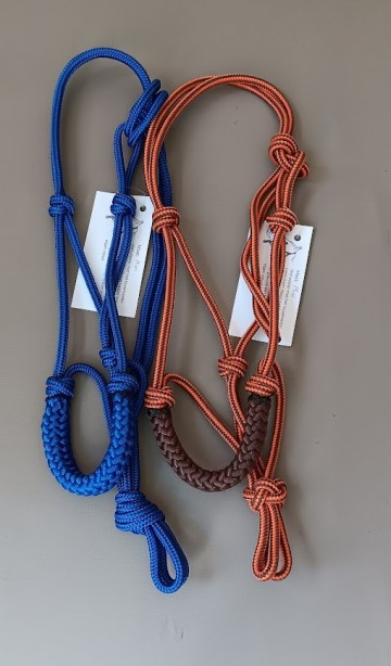 Touw halster oranje bruin blauw mini shetlander