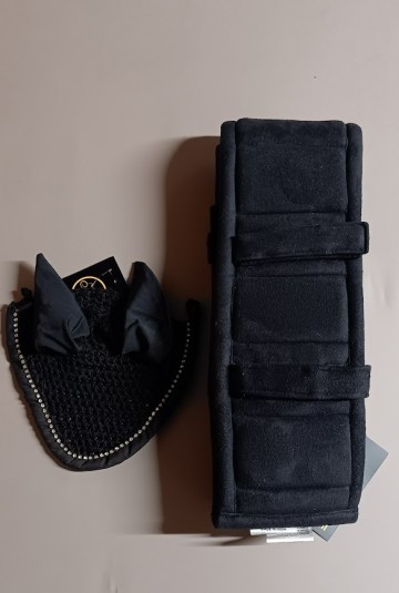 Tuigonderleger en oornetje zwart mini